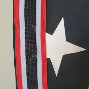Pam And Gela Joggers Track Pants M Black Red Stripe Mesh Detail White Stars